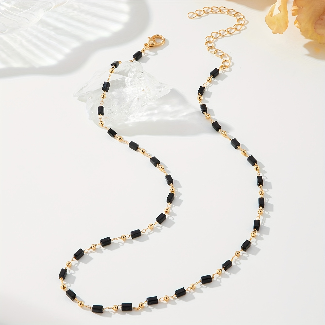 TEMU Un collar de de cadena negra, elegante y versátil, adecuado para el uso diario de las mujeres