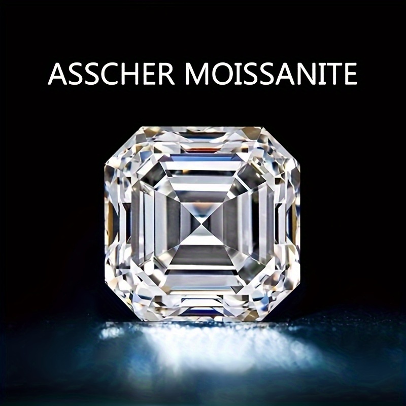 

1pc 1-5 Carat Asscher-cut Synthetic Moissanite, Jewelry Accessories And Parts, Loose Artificial Gemstone For Making Engagement Ring, Wedding Band, Earring, Bracelet, Pendant, Necklace