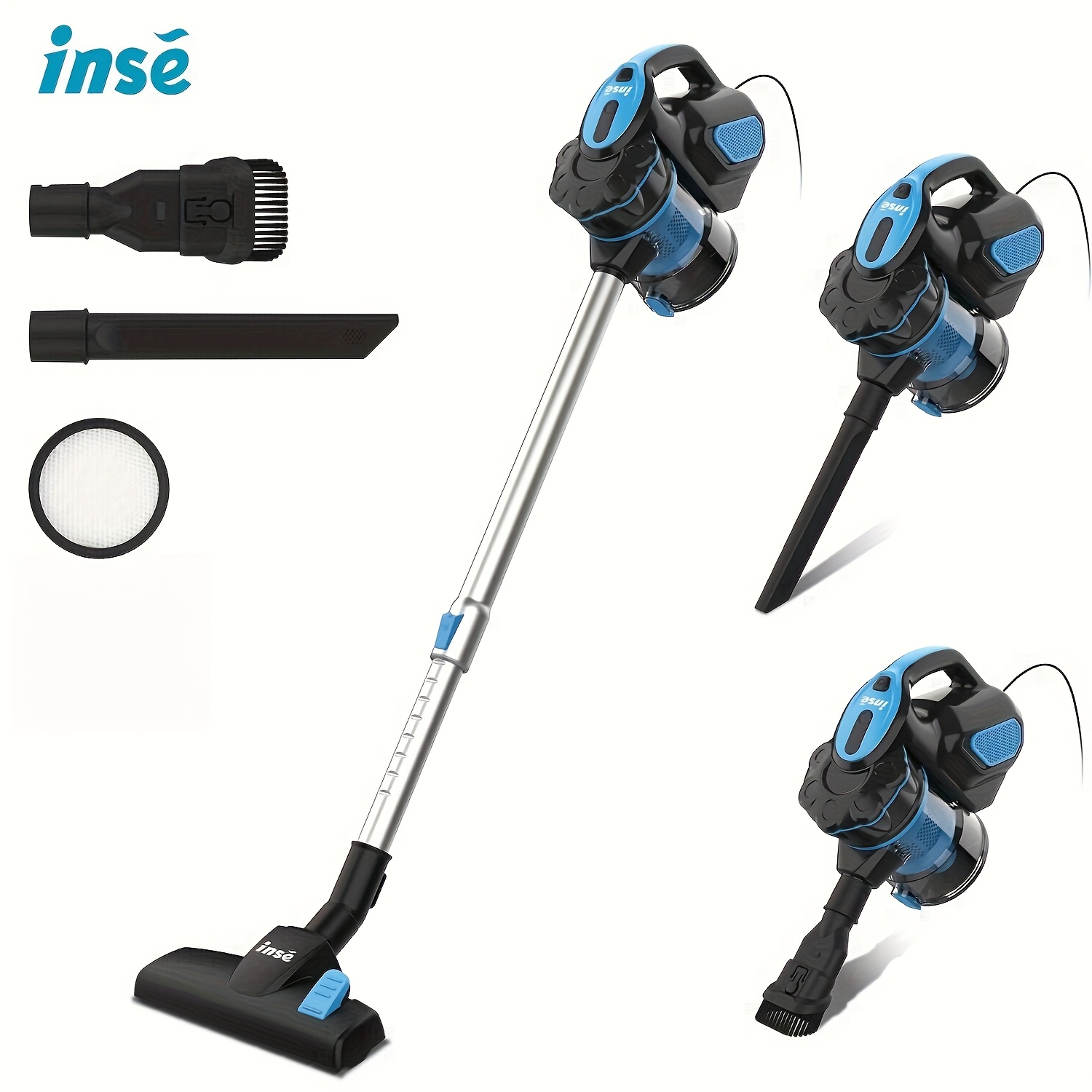 TEMU Inse Corded Stick Vacuum Cleaner, Corded Vacuum Cleaner With 600w Powerful Motor 18000pa Handheld Vacuum Cleaner For Home Pet Hair Hard Floor,