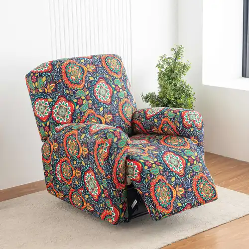 4pcs set high lounge chair cover with side pockets elastic printed lounge chair cover suitable for bedrooms offices living rooms durable pet friendly and essential for home holiday decoration