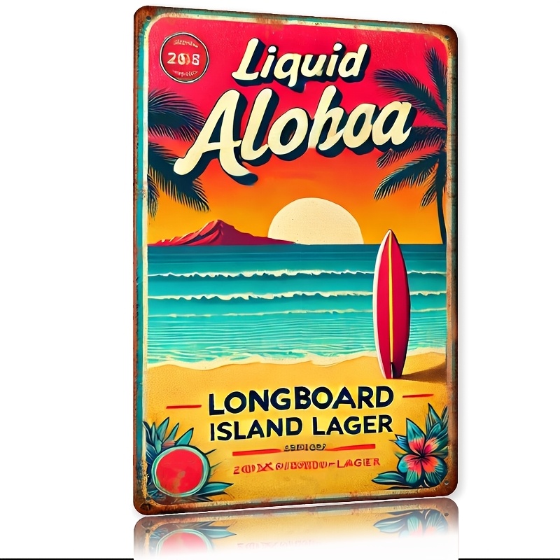 Kona Brewing Vintage Liquid Aloha Longboard Island Lager Tin Metal