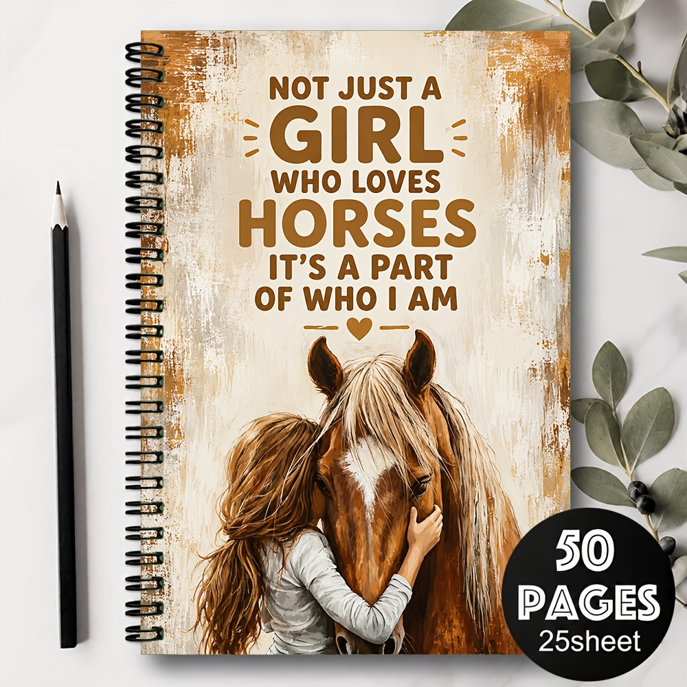 TEMU 1pc Horse Lover Spiral Notebook, A Girl Who Horses Journal, A5 Lined Writing Notebook, , School Office Notes, Sketchbook, Gift For , Girls,