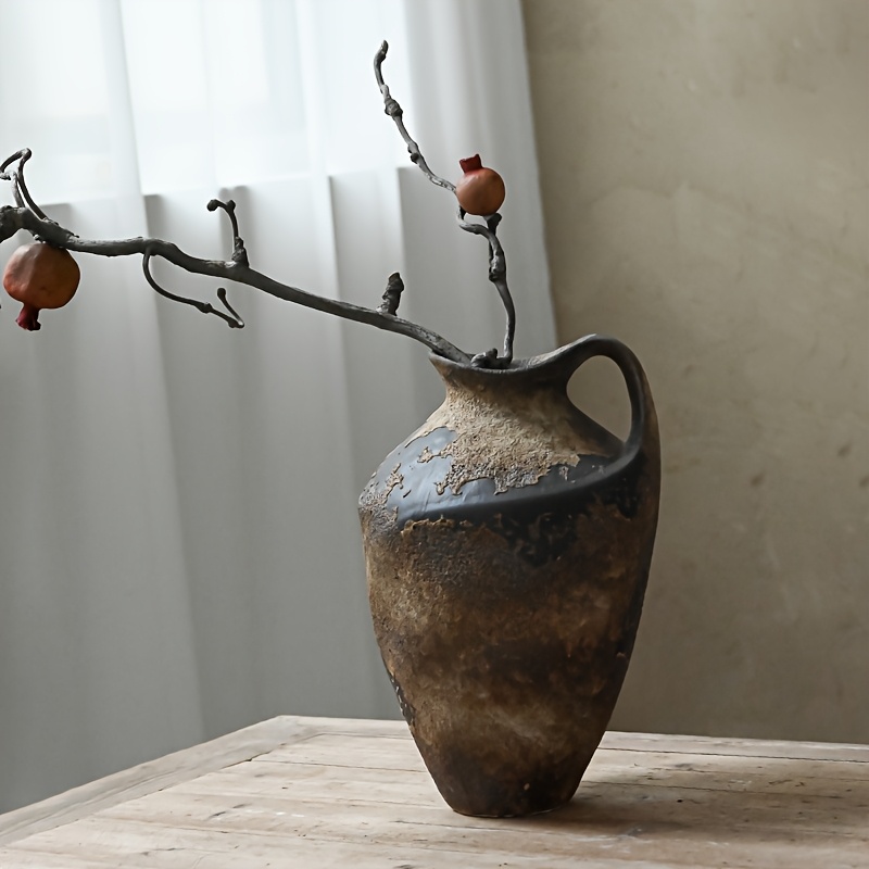 Charming Country-Style Vase - Handle Design, Perfect for Living Room, Entryway, and Kitchen Decor | Ideal for Halloween, Christmas, New Year, and Everyday Elegance