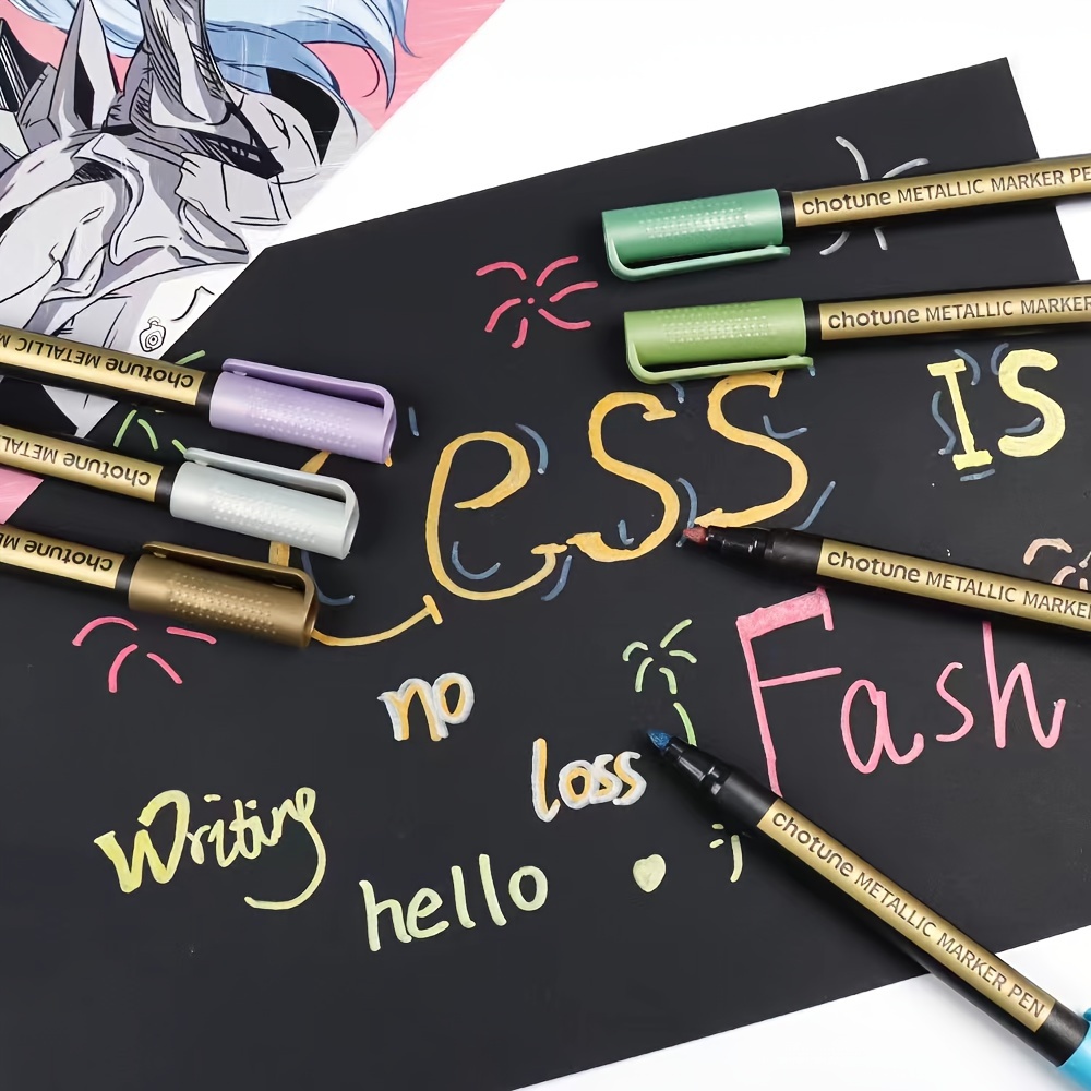 

10-color Metallic Marker Pen Set For Diy Scrapbooking, Cardboard Art & Crafts - Perfect For Teens & Adults