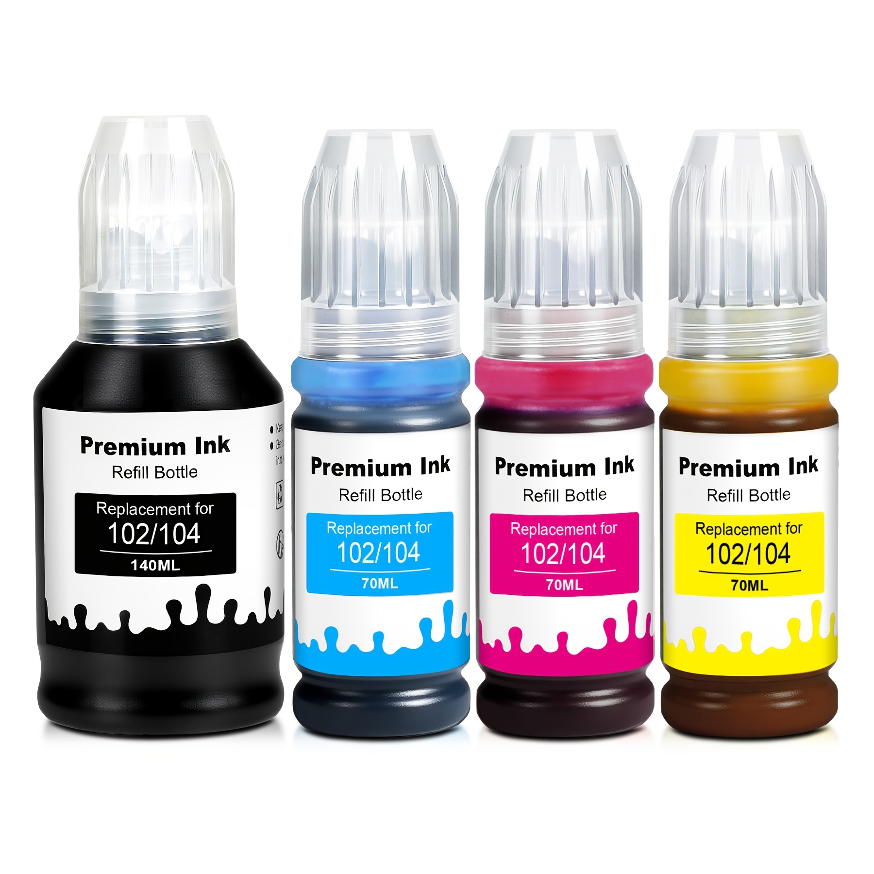 Image of 102 104 Refill Ink Compatible Replacement 102 Ink For 104 Ink For Et-2720 Et-2710 Et-2715 Et-2820 For 102 Et-2750 Et-2850 Et-4750 Et-2856 Et-4850 (b/c/m/y)