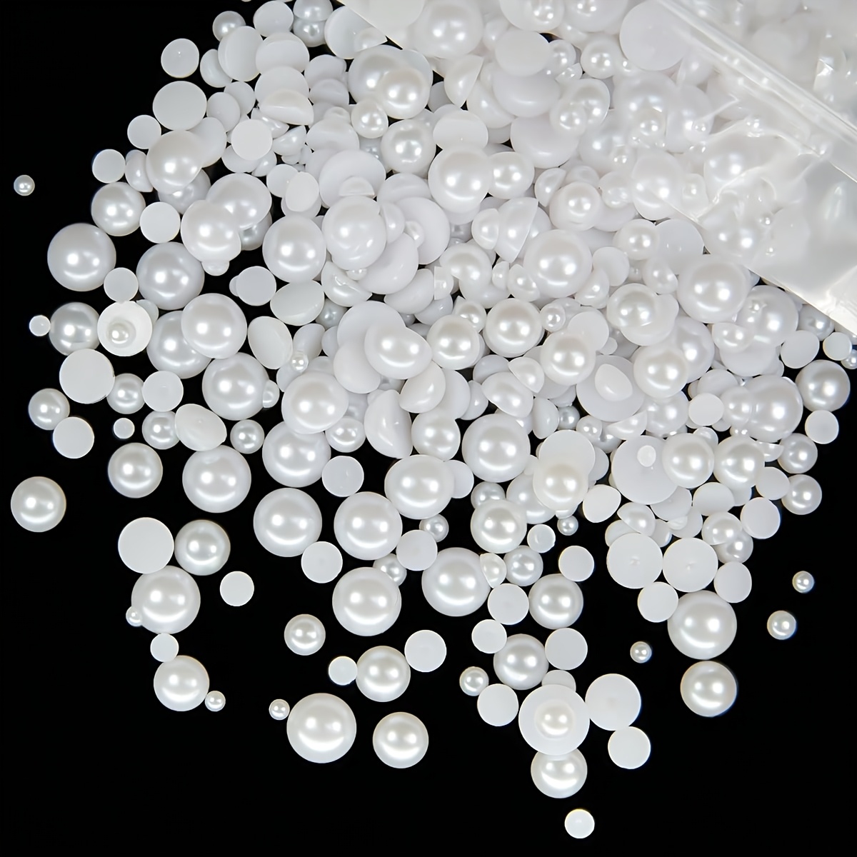 TEMU 1200 pz Perline ABS Senza Adatte per Nail Art Fai da Te, Creazione di Slime, Artigianato con Resina Epossidica - e Piccole Perline Bianche Tonde