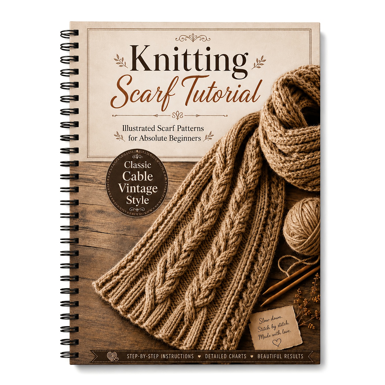 TEMU Scarf Knitting Tutorial Coil Notebook, Knitting Patterns, Suitable For Beginners Handmade Knitting Autumn Winter Atmosphere All-match Scarf