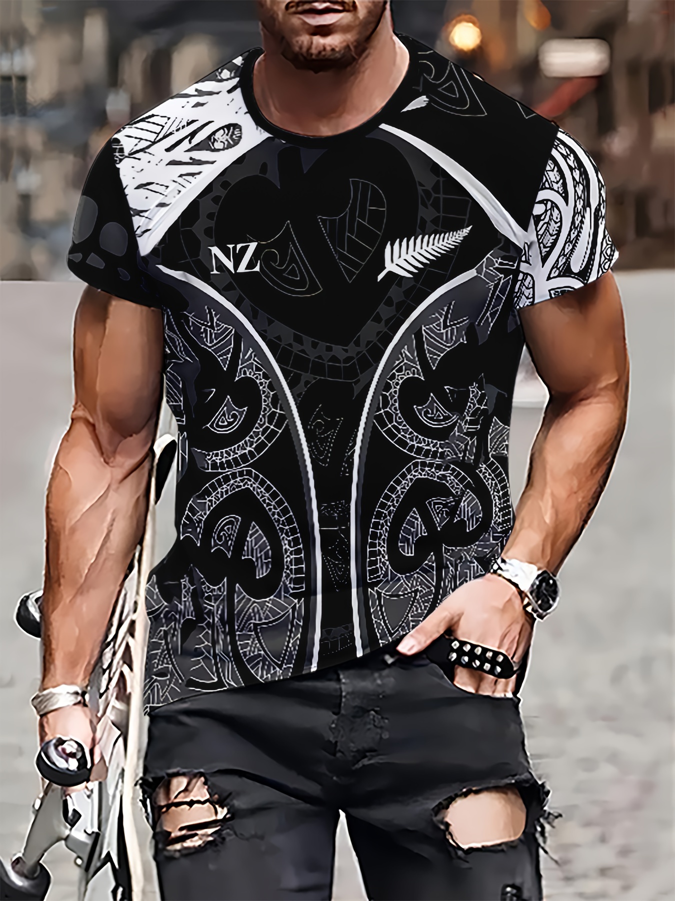 Novelty Color Blocked Crew Neck Short Sleeve T-Shirt For Men Casual Summer T-Shirt For Daily Wear And Vacation Resorts