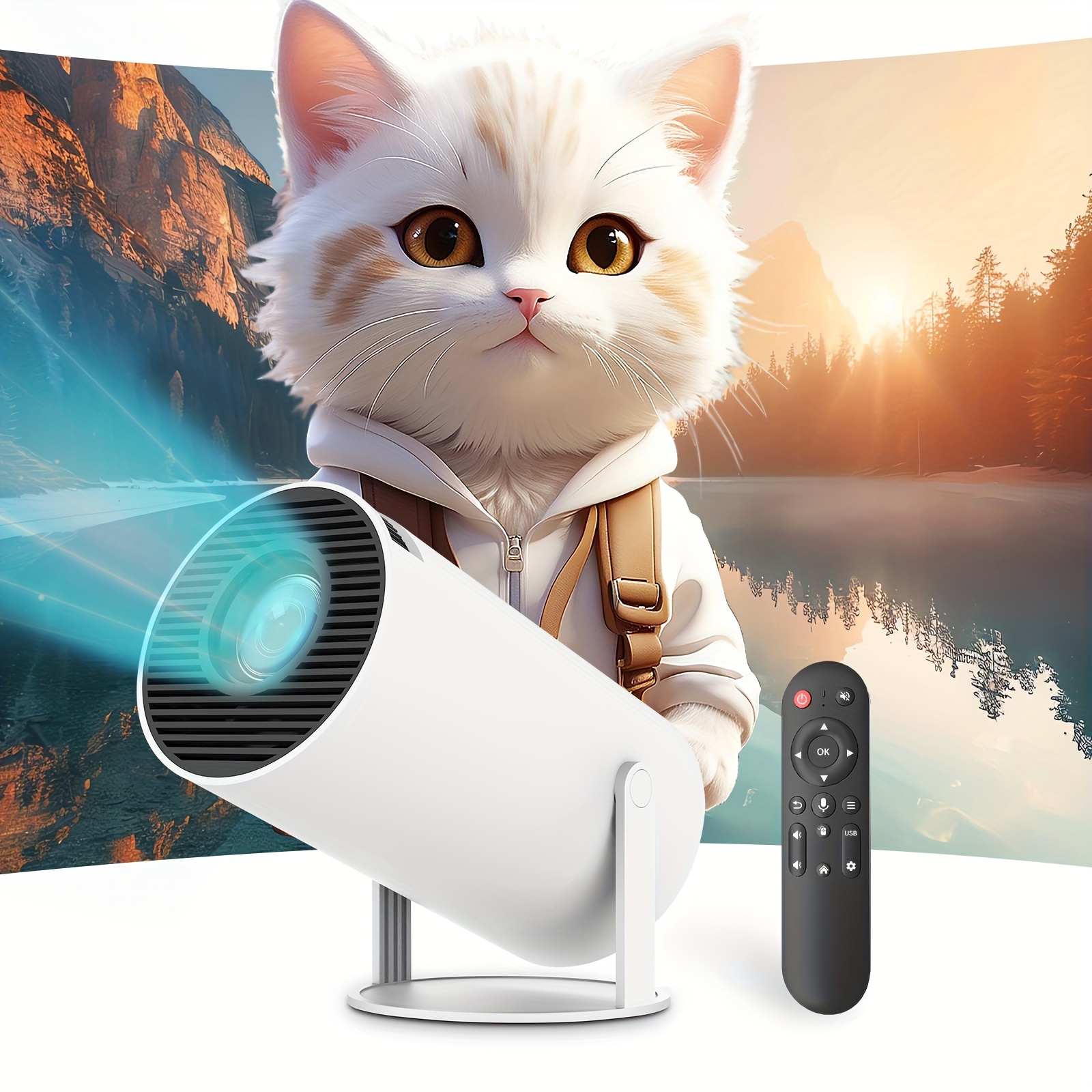 mini projector with wifi and bt portable projectors with air mouse remote movie projector 4k 1080p support 180 rotatable home vedio projector compatible with usb smartphone Product details 4