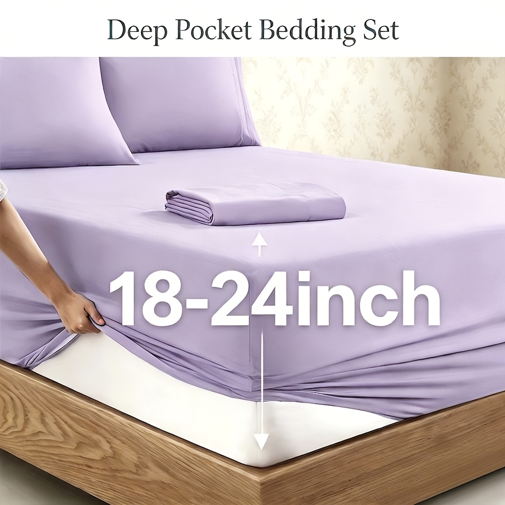 TEMU Extra Deep Set, 18-24 Inch Extra Deep Fitted Sheet, Soft Brushed Fabric, Breathable, Hotel Sheets, Great Christmas And Halloween Gift For Kids,