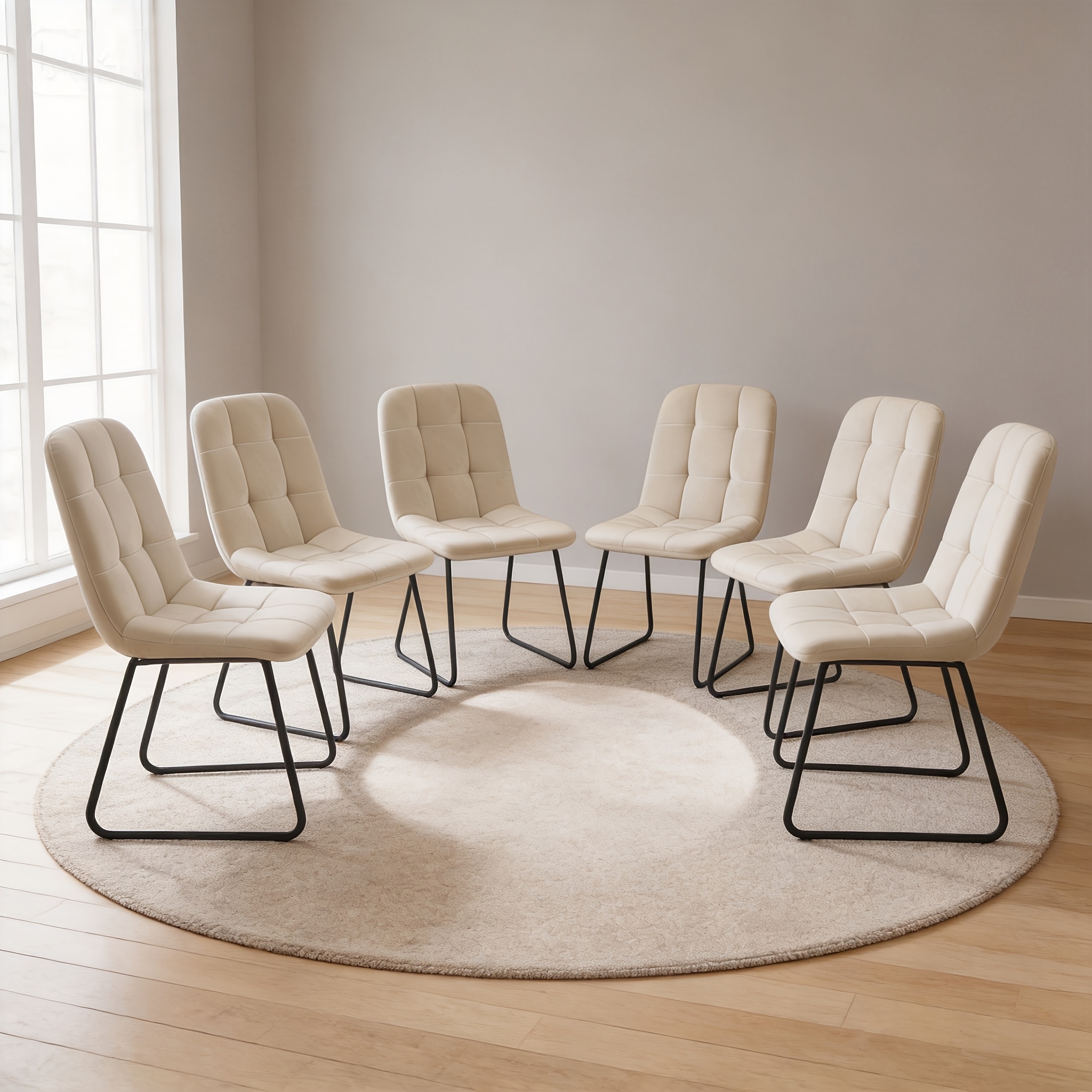 Image of Jiexi 8/6pcs Dining Chair, Sponge Soft Cushion Chair, High-grade Velvet Fabric, Comfortable Backrest, Sturdy Golden Metal Legs, Suitable For Dining Room, Kitchen, Living Room, Conference Room
