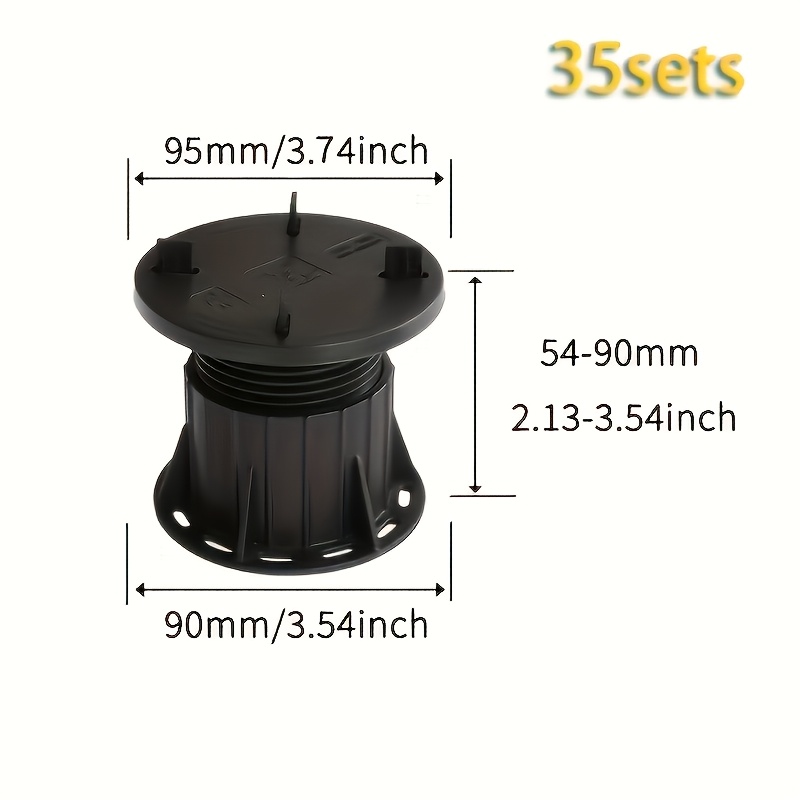 Image of Sets Of 16/20/23/35, Featuring An Adjustable Pedestal With A Height Range Of 20-25/25-35/35-55/54-90 Mm, And A Segmented Top Piece Of 3mm. Perfect For Elevating Indoor Floor Tiles, Outdoor Courtyards
