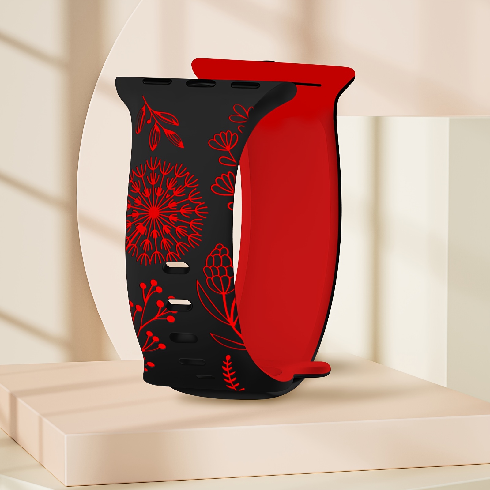 Image of Floral Engraved Bands For Iwatch Band 41mm 40mm 44mm 45mm 42mm 38mm 46mm For Women, Cute Flower Iwatch Bands Strap For Iwatch Series Se 10 6 5 4 3 2 1 Ultra