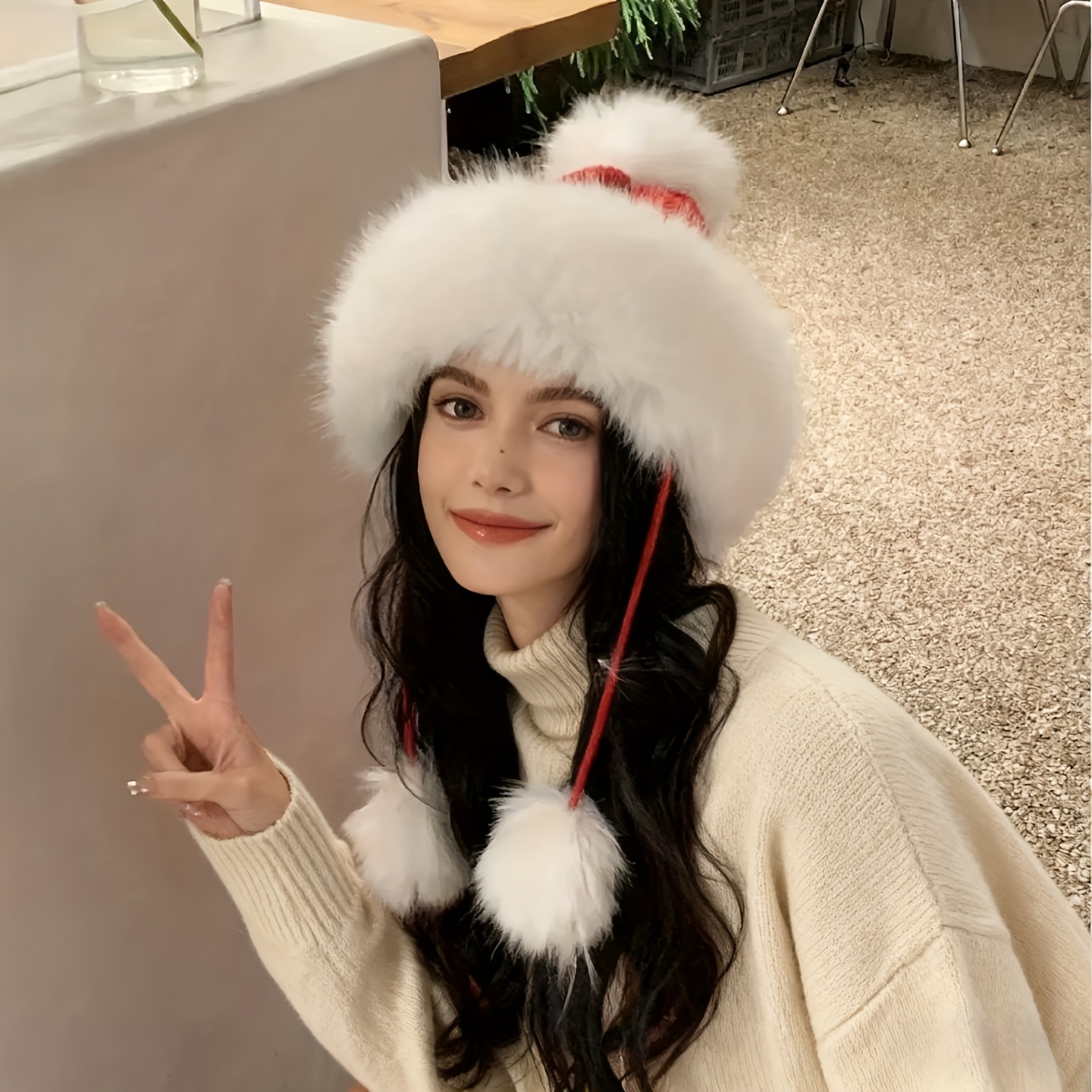 1 stuks HONGLUAN Pluche Fleece Kerstmuts met Fluffy & Rode Pom-Pom - Zacht Warme Winter voor Vrouwen/Mannen, Feestelijk Vakantie Cadeau voor Halloween, Pasen, Verjaardag, Bruiloft, Thanksgiving voor Kerstmis, Nieuwjaar, Valentijnsdag, Feest Evenementen