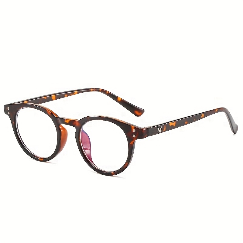 Round Frame Clear Lens Glasses Retro Leopard Fashion Decorative Glasses Computer Spectacles For Women Men