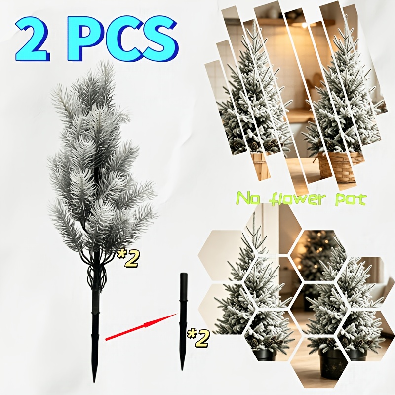 TEMU 2pcs Set High-quality Flocked Artificial Needle Tree, Holiday Christmas Tree, Suitable For Gardens, Outdoor Courtyards, Tabletop And Entryway