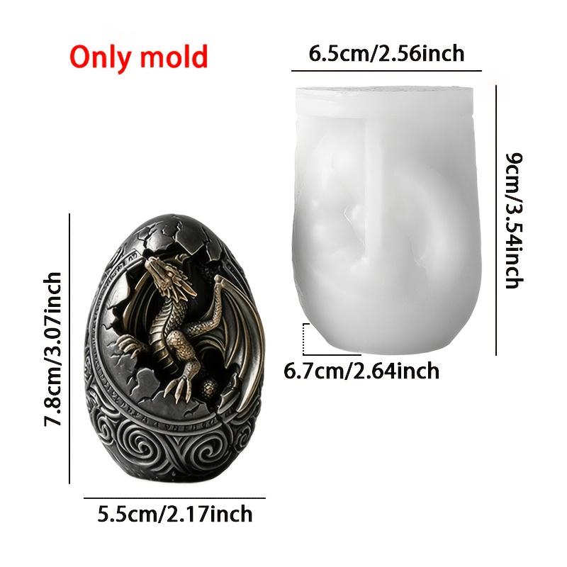 TEMU Moule en silicone résine - Moule en silicone œuf de dragon éclosant, moule à bougie œuf de ', résine époxy, , ornement de bureau , moule de