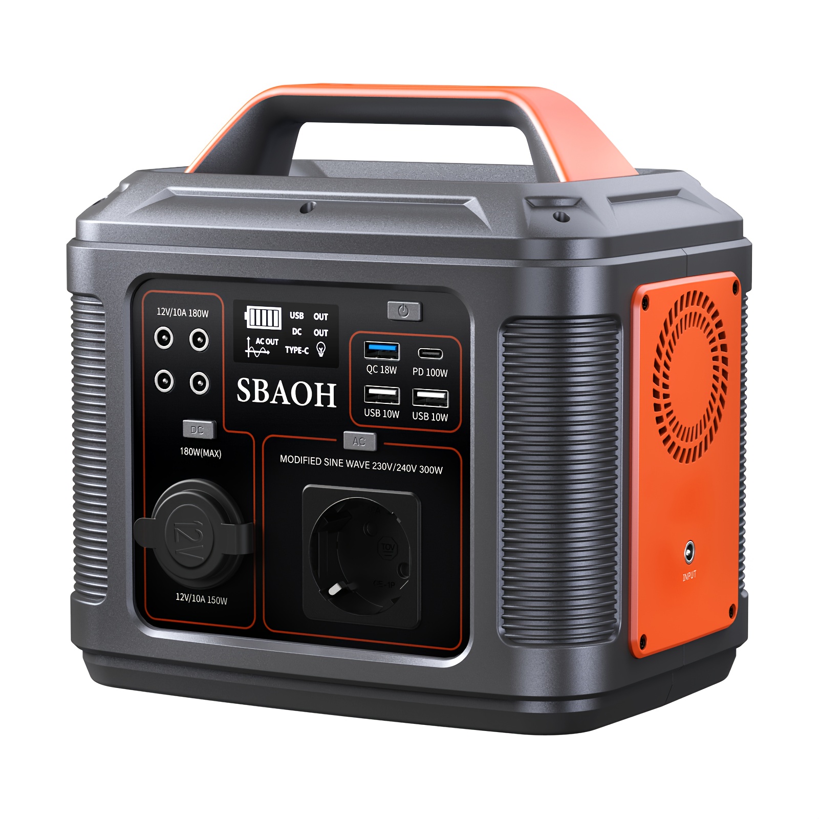 Powerful Sbaoh 296wh Power Bank | 230v/300w Ac Power Supply | Solar Charging Kit For Cars | With Led Lighting | Blackout Emergency, Suitable For Outdoor, Camping, And Rv Travel
