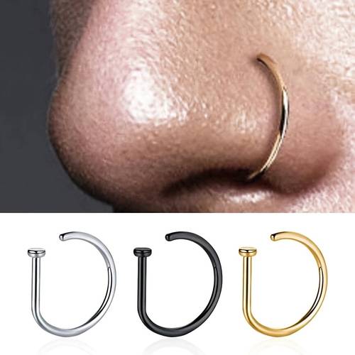 1/3/5pcs bague de nez perçage mode punk non perçage métal fin simple de nez acier inoxydable perforation septum convient aux femmes bijoux