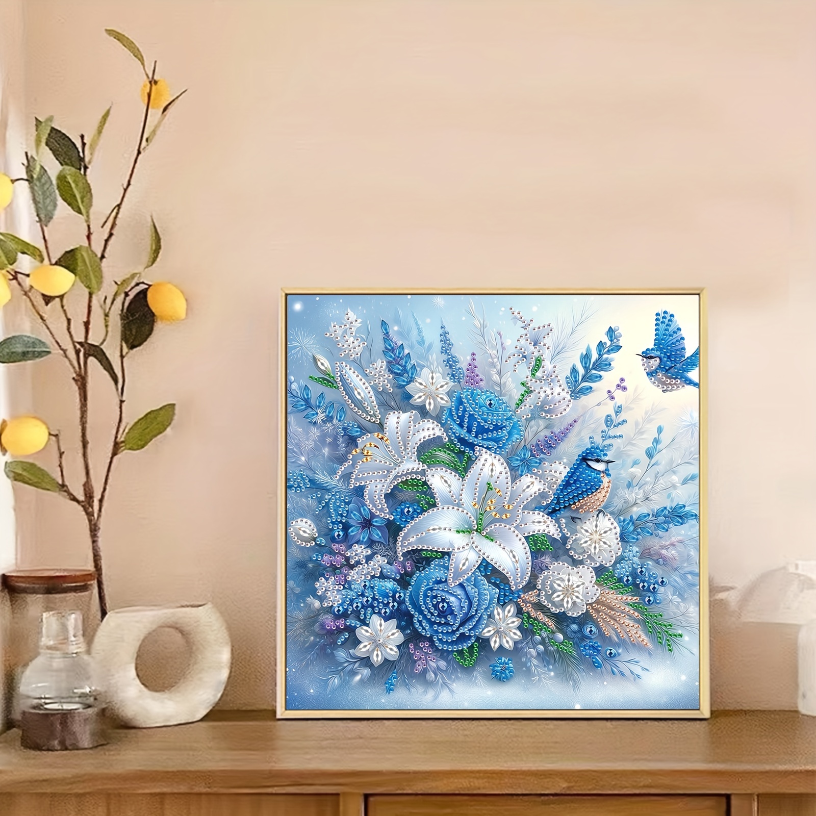Diy 3d Blue Rose Diamond Painting Kit - Unique Shaped Acrylic Gems, Beginners & Home Decor, Kits