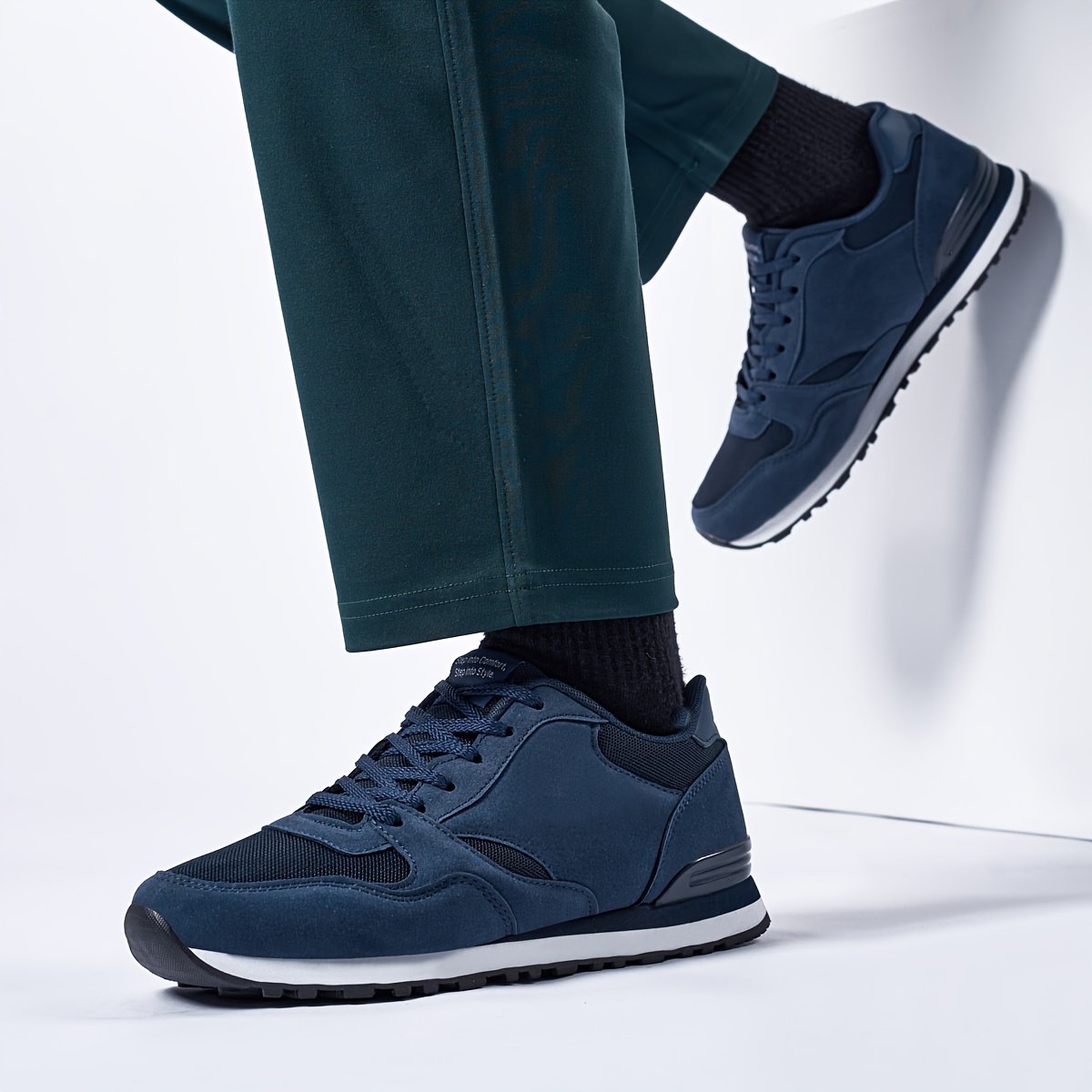 Men'S Stylish Low-Top Sneakers - Breathable Mesh, Lace-Up Running Shoes with Stylish Gray and Navy Design, Perfect for Casual and Street Wear, Casual Street Shoes|Minimalist Style|Breathable Upper, Sneakers
