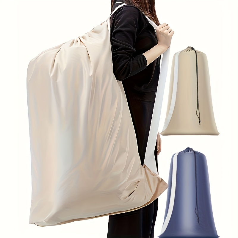 E-shop Große Wäschetasche mit Schultergurt, strapazierfähiger Nylon-Zugverschluss, multifunktionale rechteckige Wäschetasche, geeignet für Zuhause