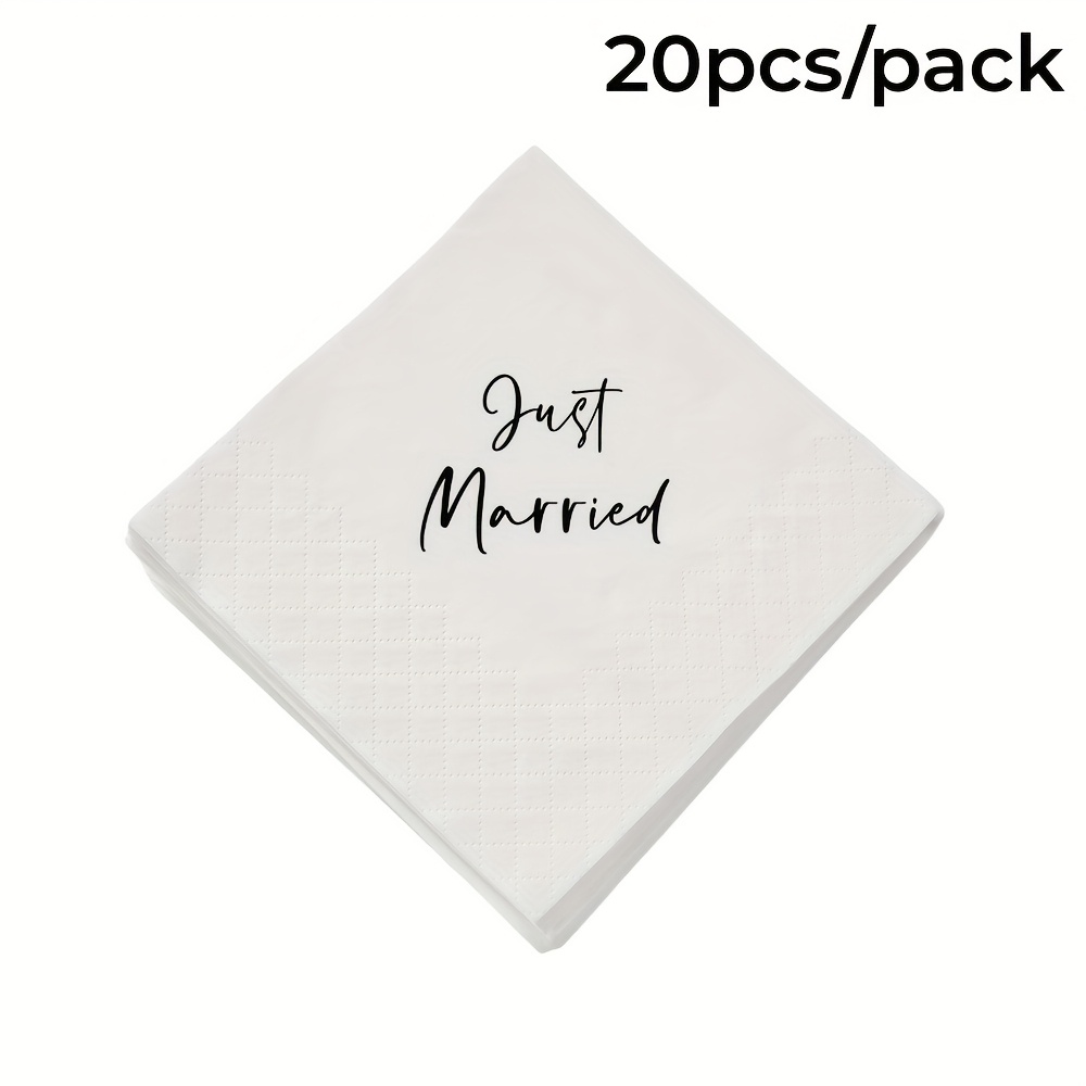 E-shop 20 Stück "" Servietten - Elegante Kursivschrift Hochzeits- & Verlobungsfeier Deko, 2-lagige Premium-Papierservietten für Brautduschen,