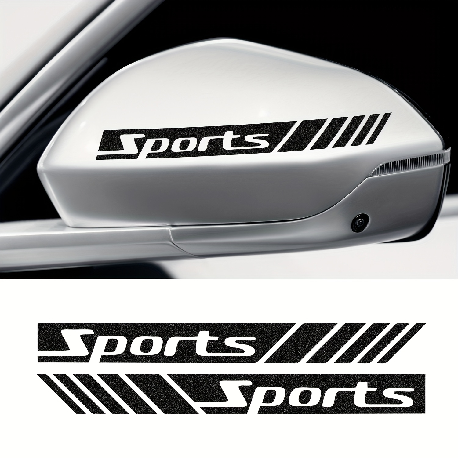 Image of 2pcs Shining Car Stickers Sports Style Car Side Stickers Durable And Durable Rearview Mirror Side Stickers Car Additions Suitable For Cars, Trucks, Laptops