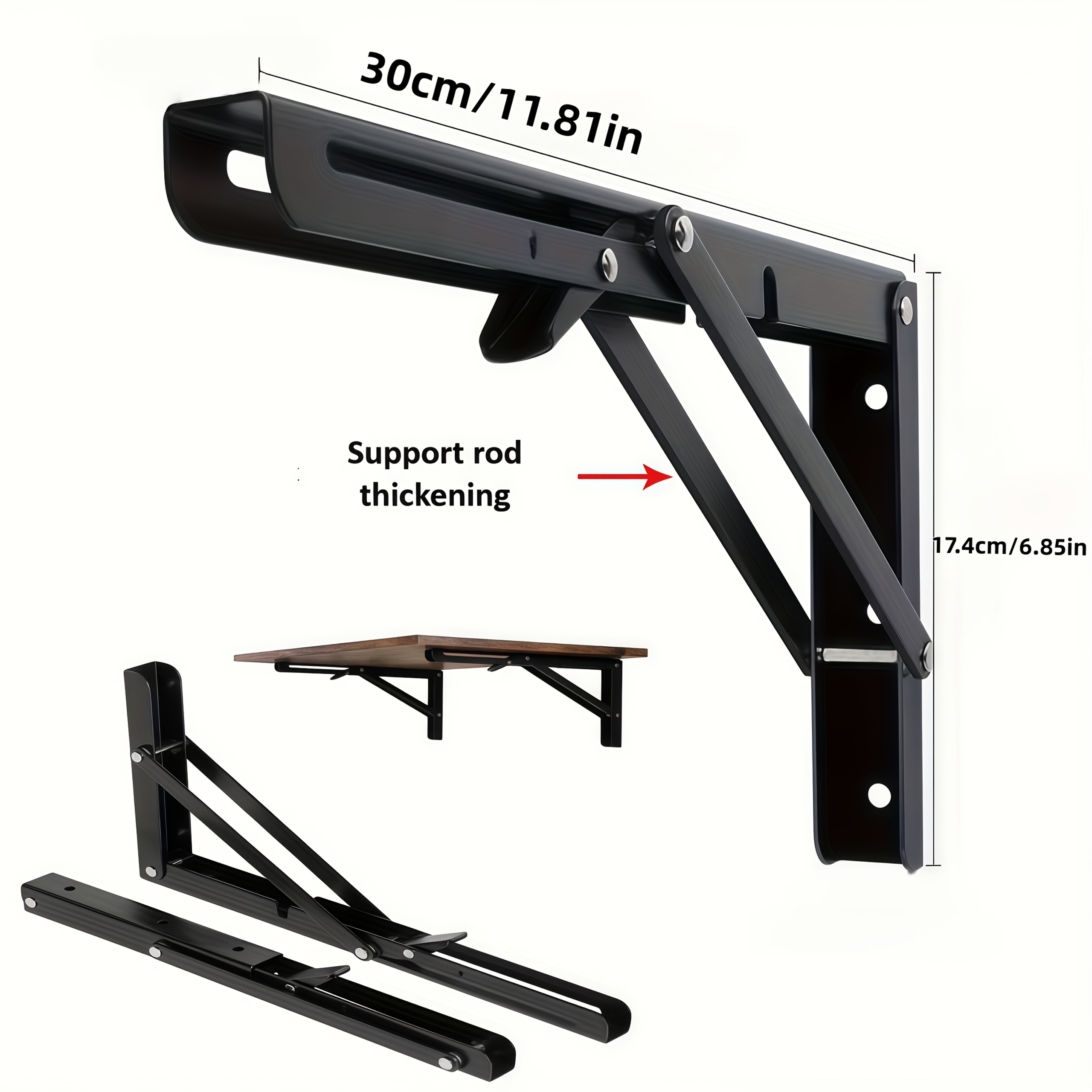 TEMU 2 Heavy-duty Adjustable Folding Brackets - 90° Foldable Wall-mounted Industrial Cast Fittings Premium Carbon Steel Construction Space-saving