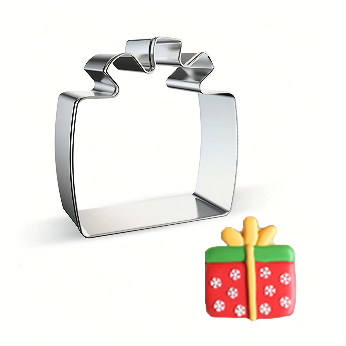 Image of 1pc Christmas Stainless Steel Cookie Cutter, Christmas Cookie Cutters, Christmas Gift Box, Cake Mold