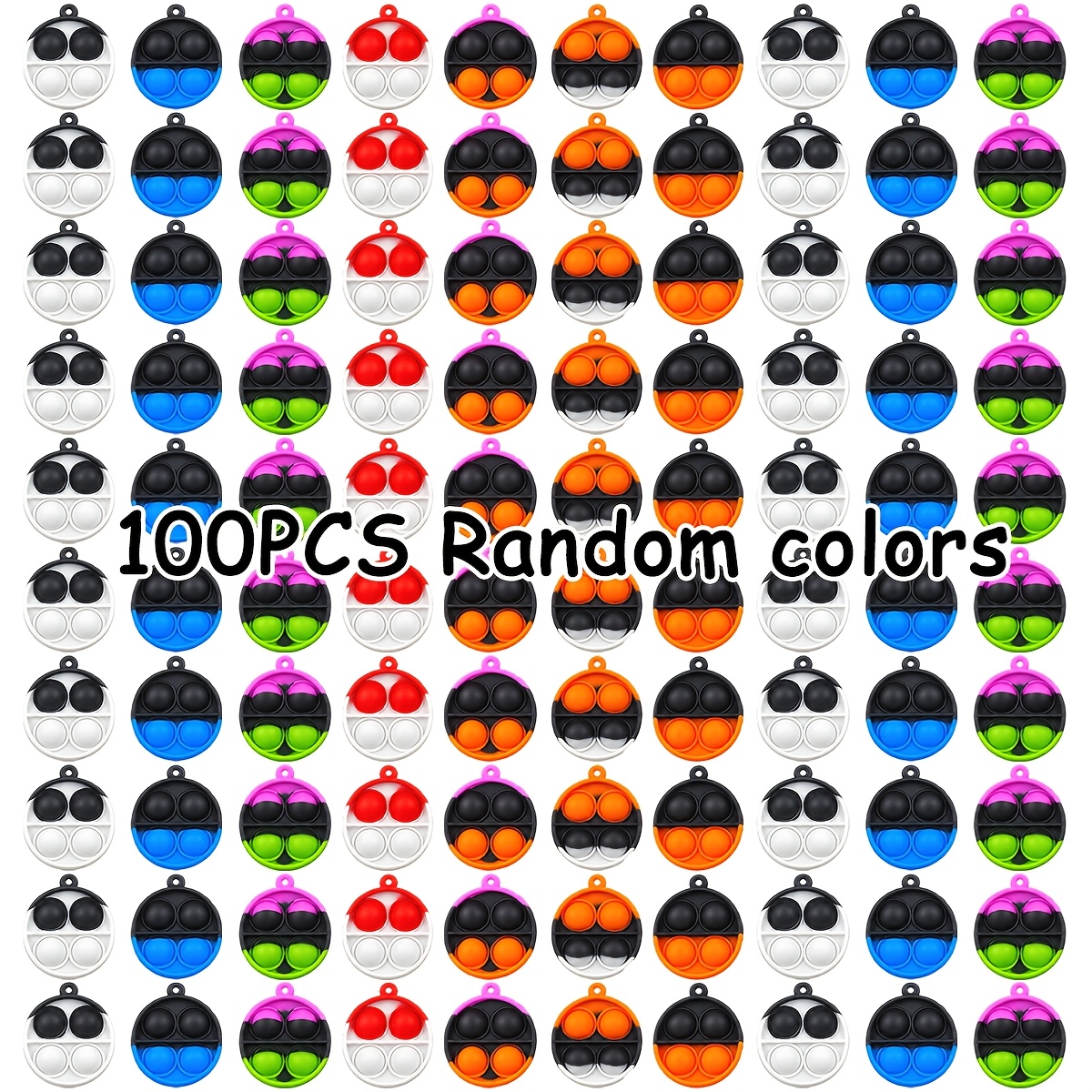 TEMU Multi-item Party Favor Packs: 12/22/42/62/100pcs Random Colors Halloween Round Keychain Pop Fidget Toys Bulk Party Favors For Kids, Goodies Bag