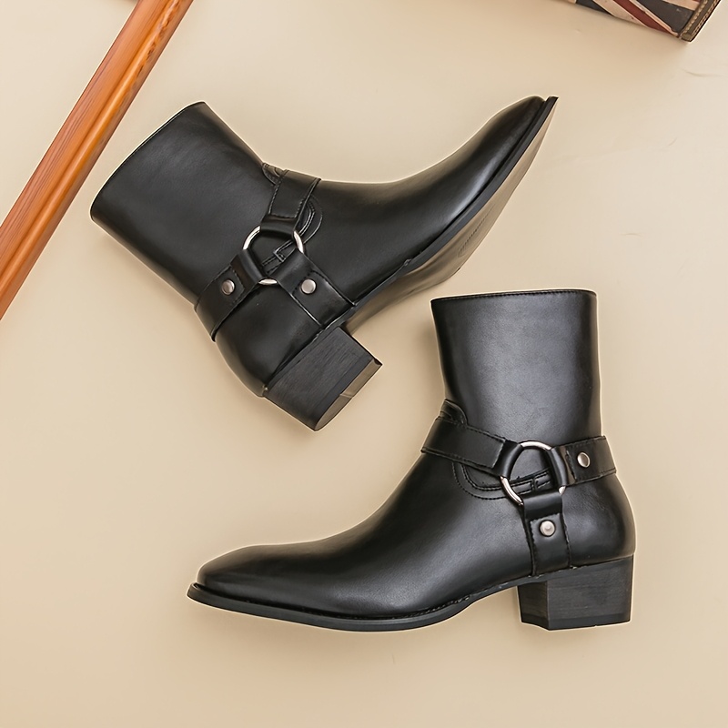 mens british vintage pointed boots side zipper mens - Temu