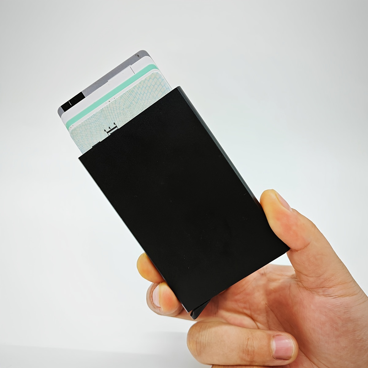 1 Men's Aluminum Card Holder Id Rfid Credit Card Holder Automatic Pop-up Bank Card Case Smart Detachable Mini Card Holder Holiday Gift Dad Daily Use