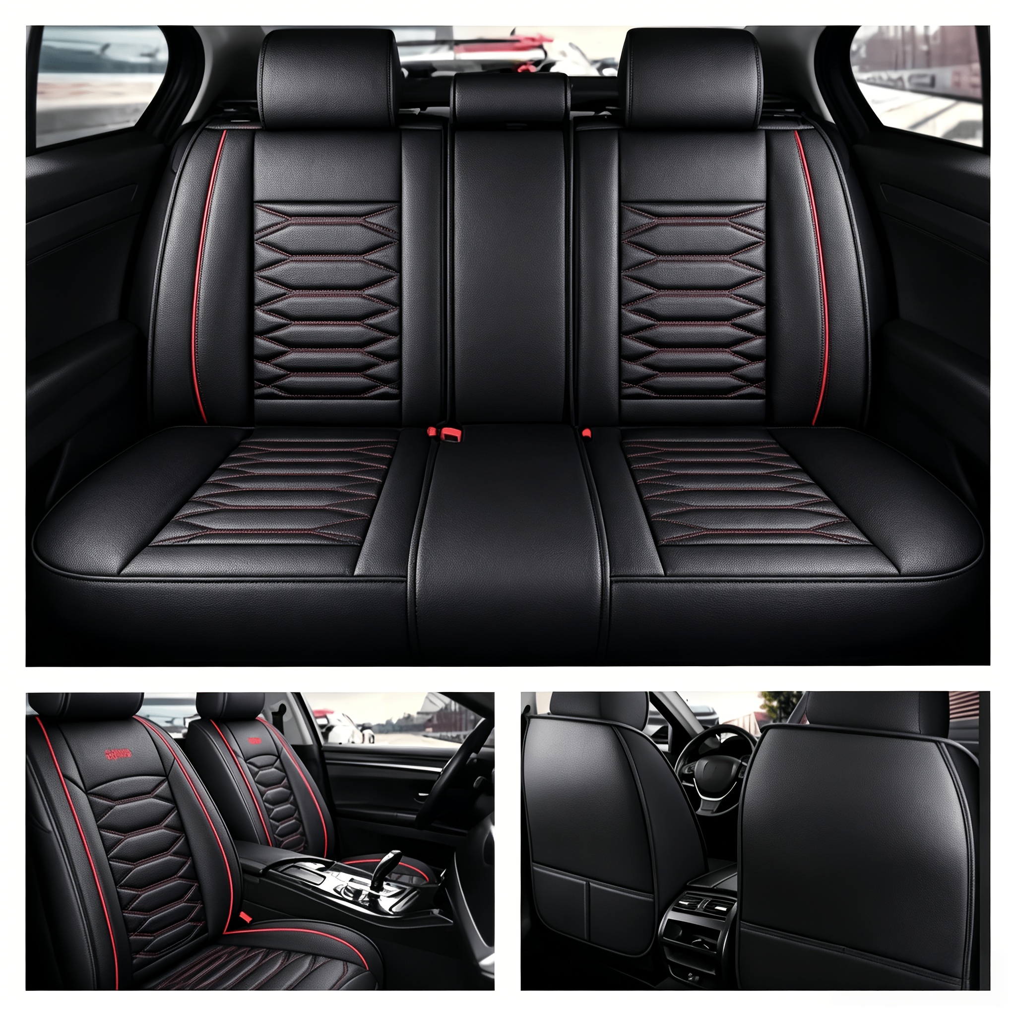 TEMU Universal 5-seat Car Seat Cover Set, Premium Wear-resistant Pu Leather Car Seat Protector, Breathable Interior Cushion. Suitable For Most Cars,
