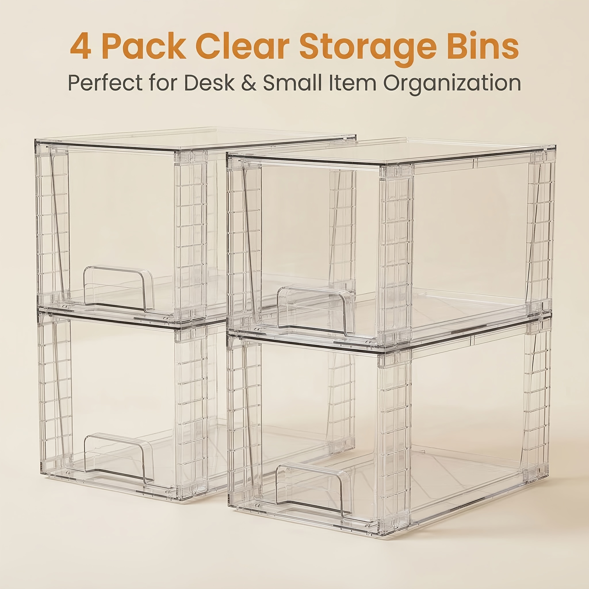 TEMU 2/4/6/8pcs Large Stackable Clear Acrylic Storage Box With Lid | Bathroom Closet Undersink Kitchen Pantry Organization, Stackable Storage Drawers