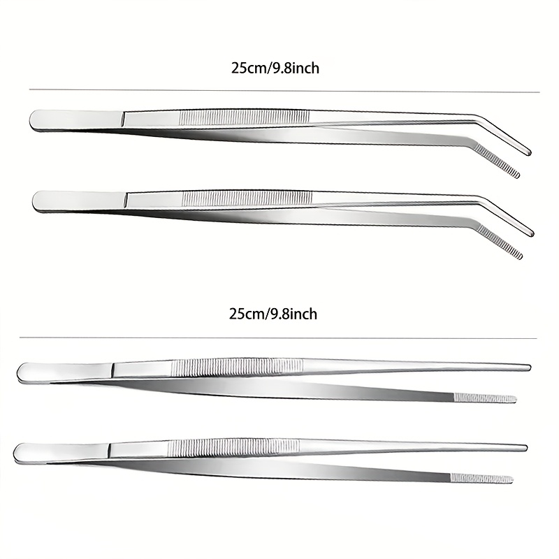 TEMU 4pcs Stainless Steel Cooking Tongs, Kitchen Tweezers, 2 Shapes, Suitable For Cooking, Making Exquisite Food, Dishwasher Safe, Easy To Clean And