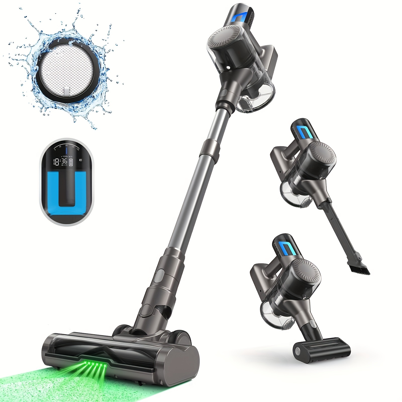 

Moosoo Td1-mate Cordless Vacuum Cleaner, 420w/2200mah*7/65db, Powerful Suction Stick Vacuum With Led Display, Lightweight Vacuum Cleaner With 45 Minutes Run-time For Hardwood Floor Carpet Pet Hair Car