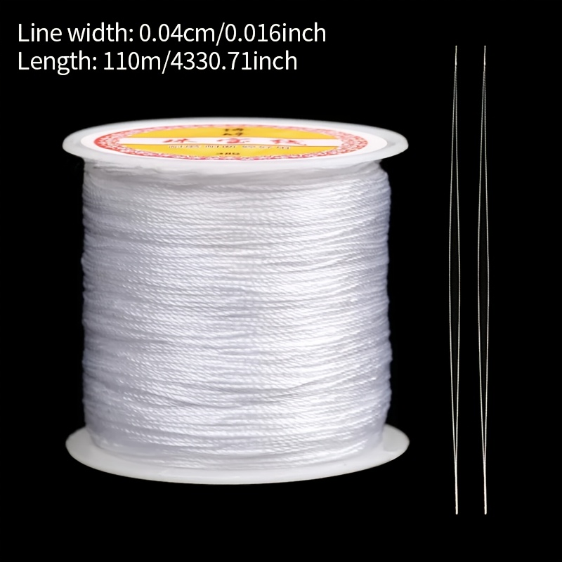 Beading Cord & Thread - Non-stretch, White, With 2 Large-eye Open-end Needles, Diy Beading Craft Material, Ideal For Diy Bracelets, Necklaces, And Jewelry Making, String For Beading
