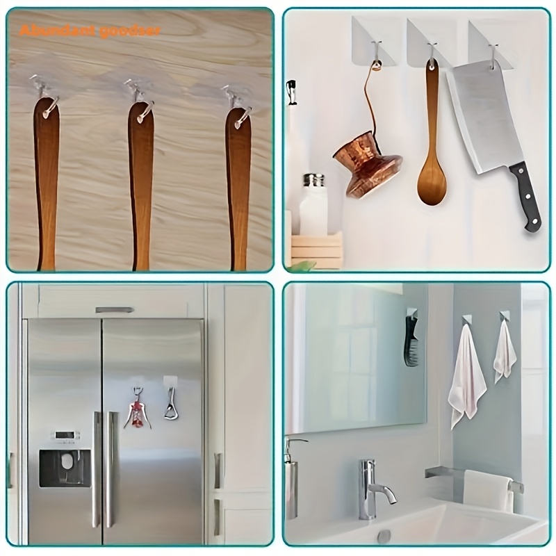 17 seamless and non perforated wall hooks metal and plastic self   hook holder suitable for keys hats towels for use in bathrooms bedrooms offices and kitchens   Product details 3