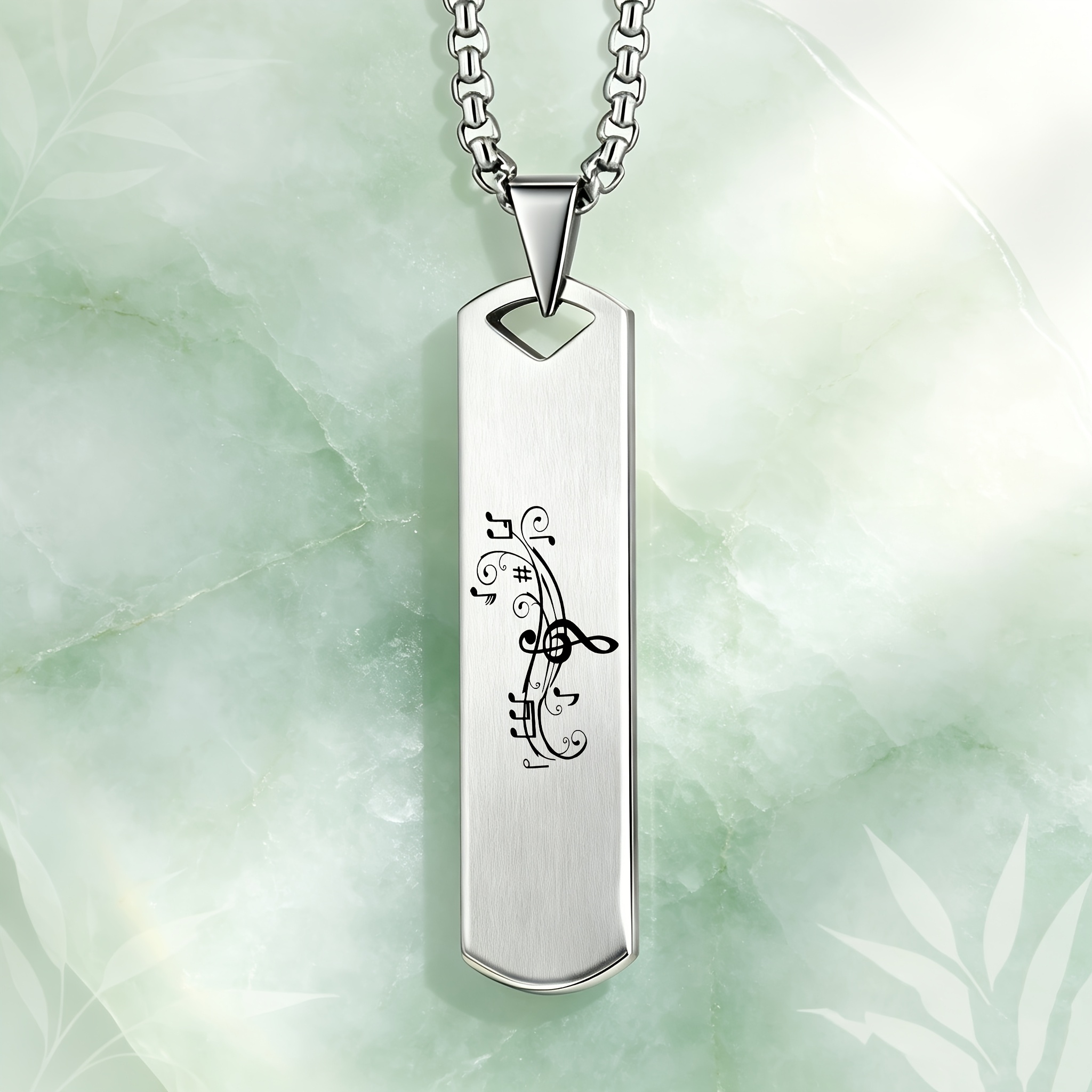 Music Note Score Pattern Pendant Necklace
