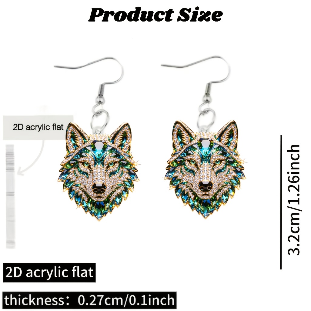 Women's Fierce Wolf Head Pattern Drop Earrings