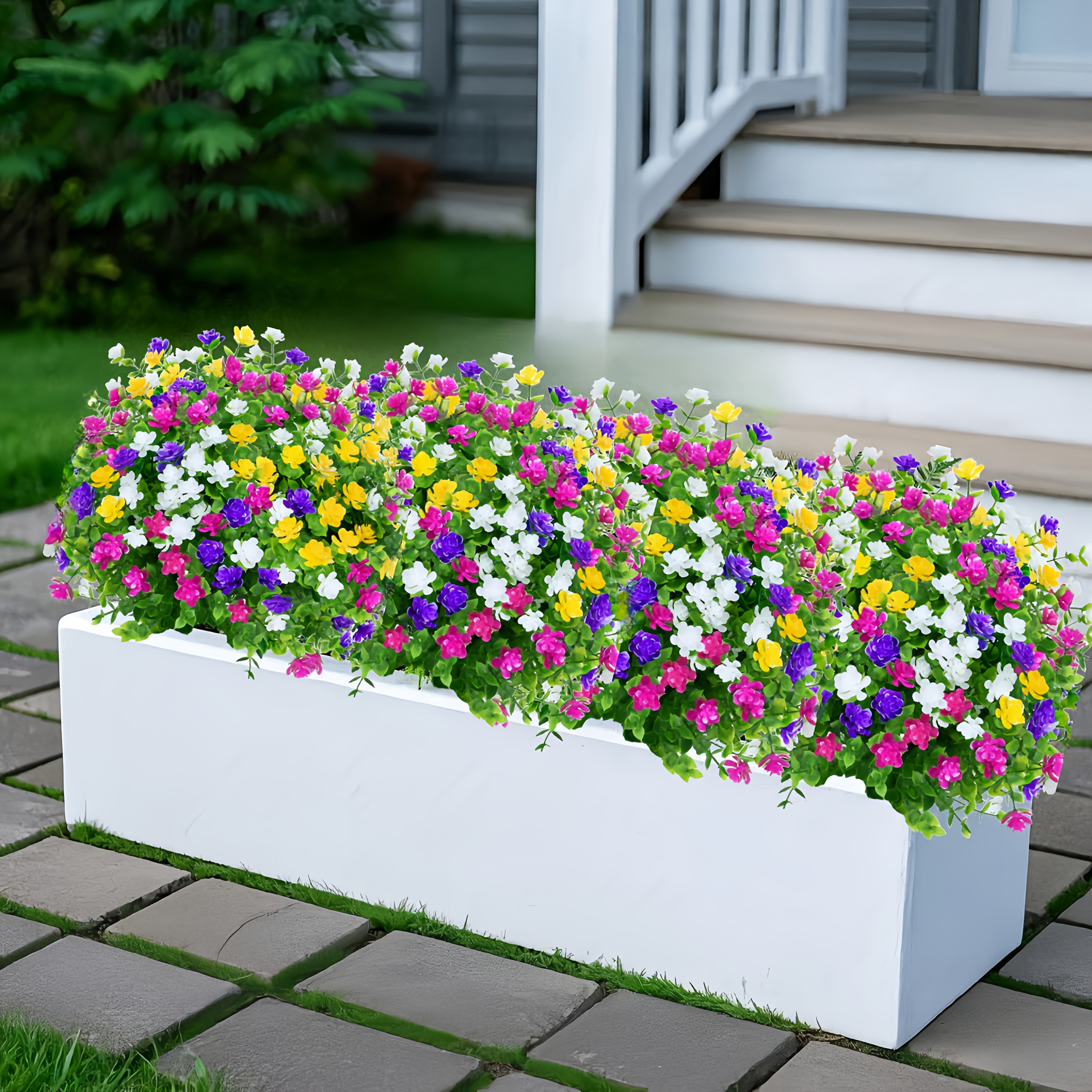 TEMU 10 Bouquet Of Mixed Color Eucalyptus Outdoor Artificial Flowers, Uv-resistant Plastic Artificial Rattan Flowers For Indoor And Outdoor Basin