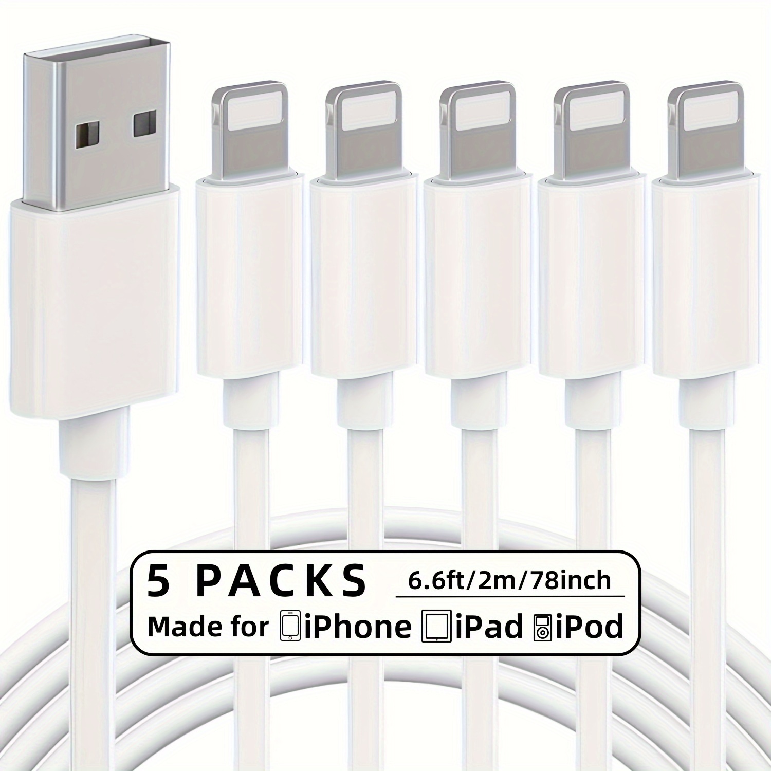 Cargador iPhone, Enchufe USB con 2M Cable Compatible con iPhone 11 XR X XS  MAX 8
