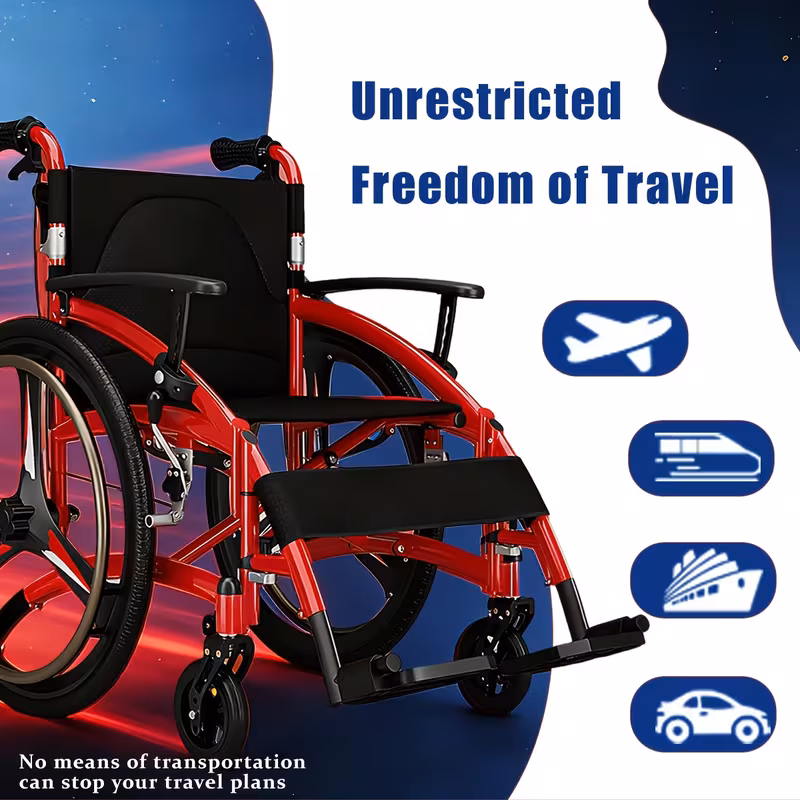 lightweight adult wheelchair self propelled 33lbs foldable aluminum manual wheelchair with adjustable footrests portable travel wheelchair 220lbs capacity Product details 5
