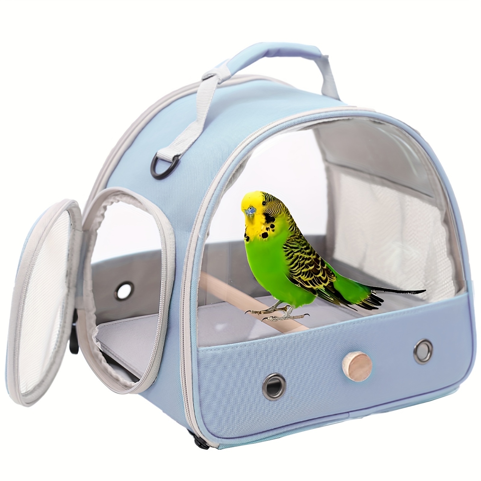 

Halinfer Linen Zipper Bird Travel Carrier With Perch, Soft Mat For Parakeet, Budgie, Parrot, Conure, Cockatiel – Portable & Collapsible Cage With Side Access Window