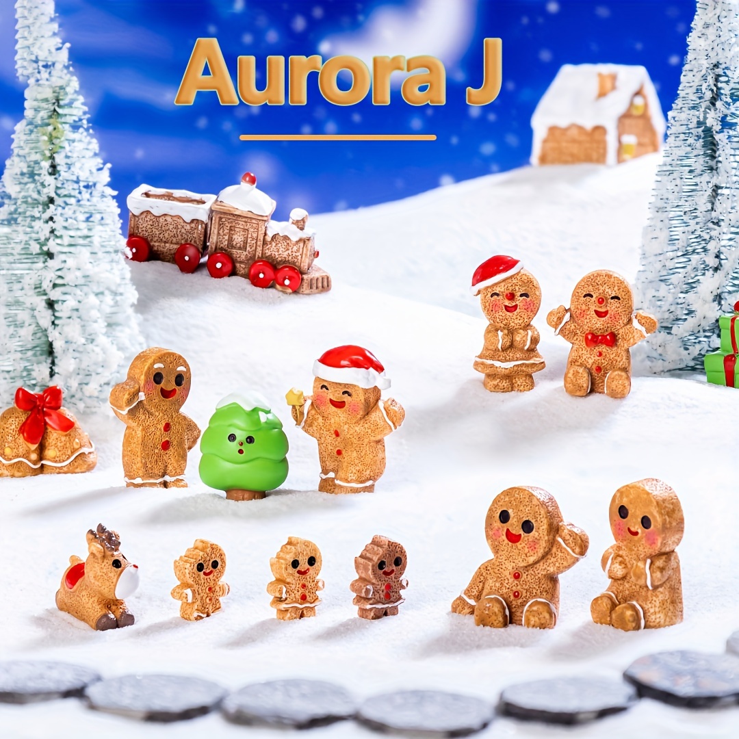 TEMU 8pcs Resin Gingerbread Figurines, Mini Christmas , Diy Craft Accessories, Jewelry Making Parts, No Embellishment, Holiday Ornament Set