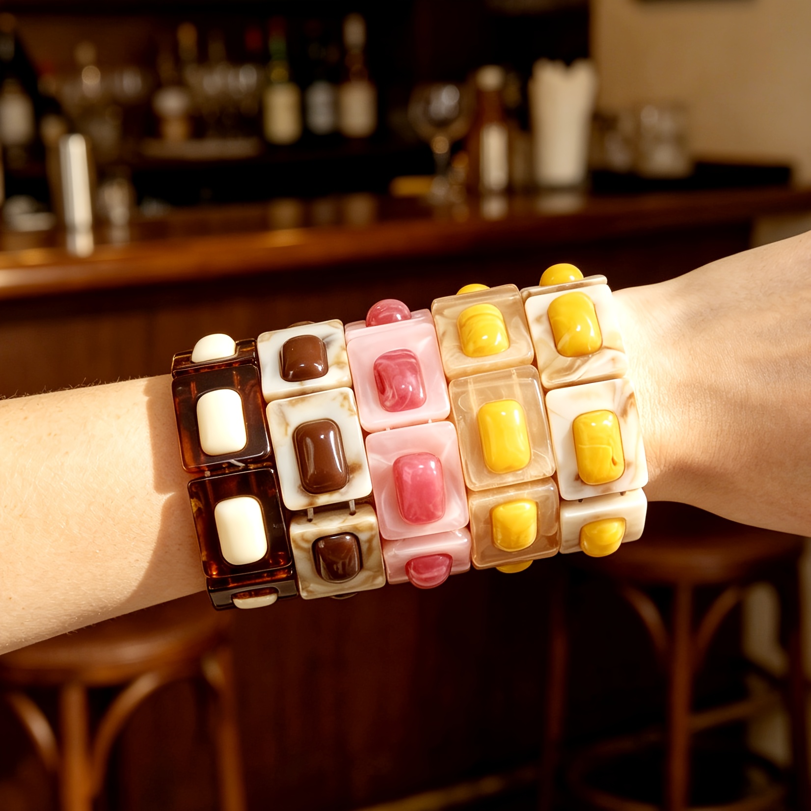 Classic Block Bracelet, Multi-Element Spliced Design, Versatile