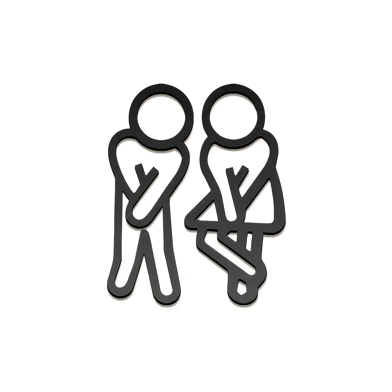 Image of 2 Acrylic Mirror Wall Stickers For Restrooms, Featuring Creative Male And Female Figures As Bathroom Signs, Suitable For Hotels, Restaurants, Public Restrooms, And Home Decor
