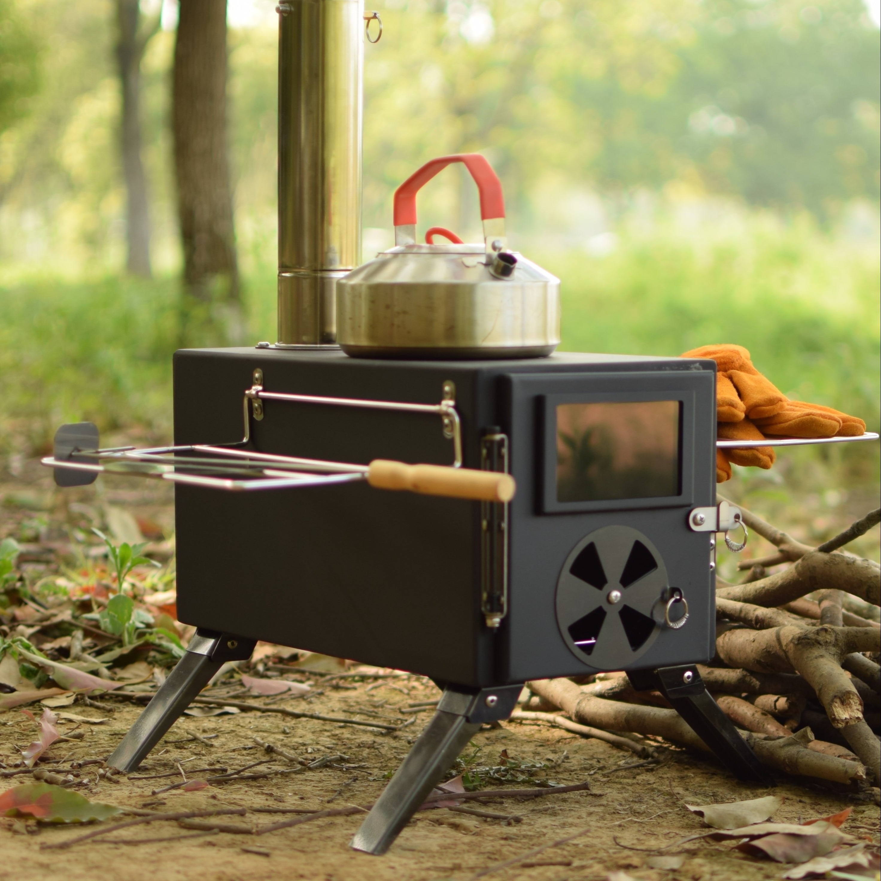 

Portable Iron Camping Stove For Outdoor Use: Suitable For Tents, No Magnesium Striker Or Igniter Included