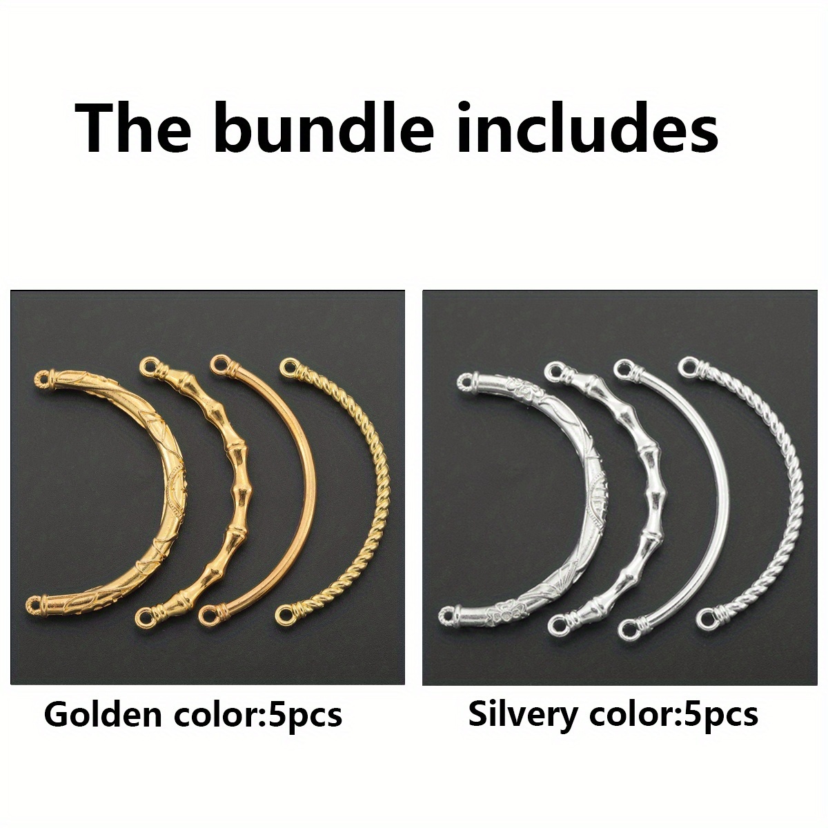 E-shop 10 Stk. Halbarmband-Zubehörteile aus Legierung, Perlen & Perlen-Sortimente, Halbarmband mit doppeltem Sprungring, Rohr-Armband mit halber